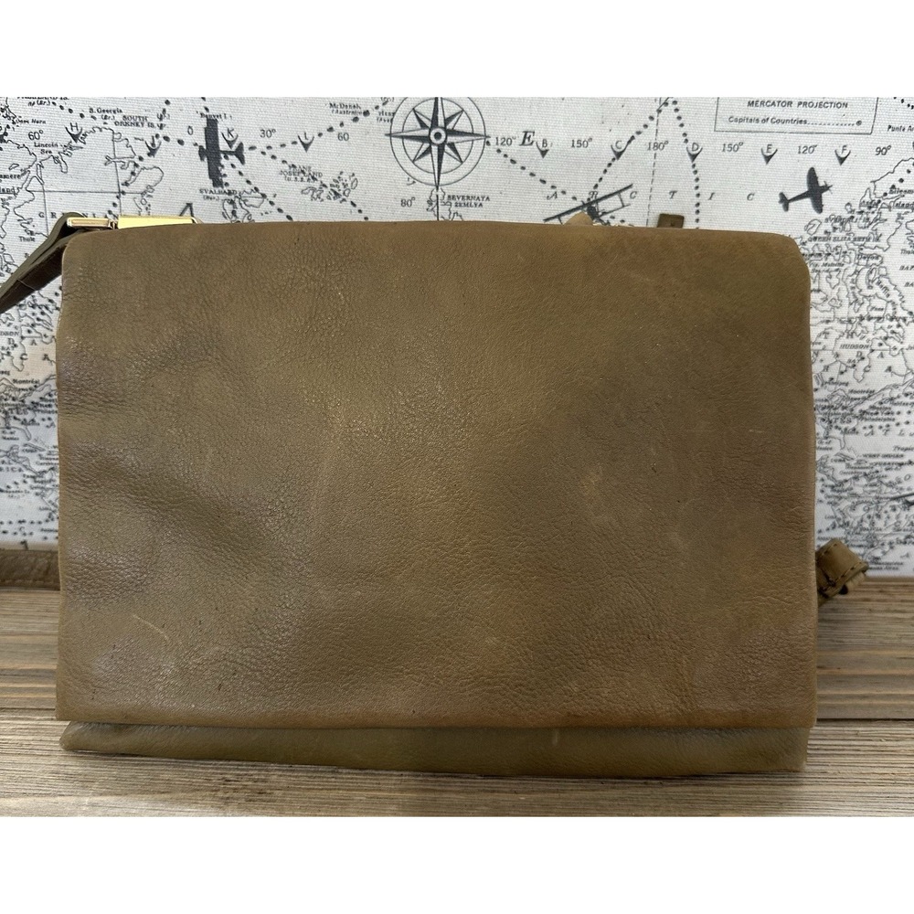 Mango Leather Crossbody Purse Distressed Carmel Brown
